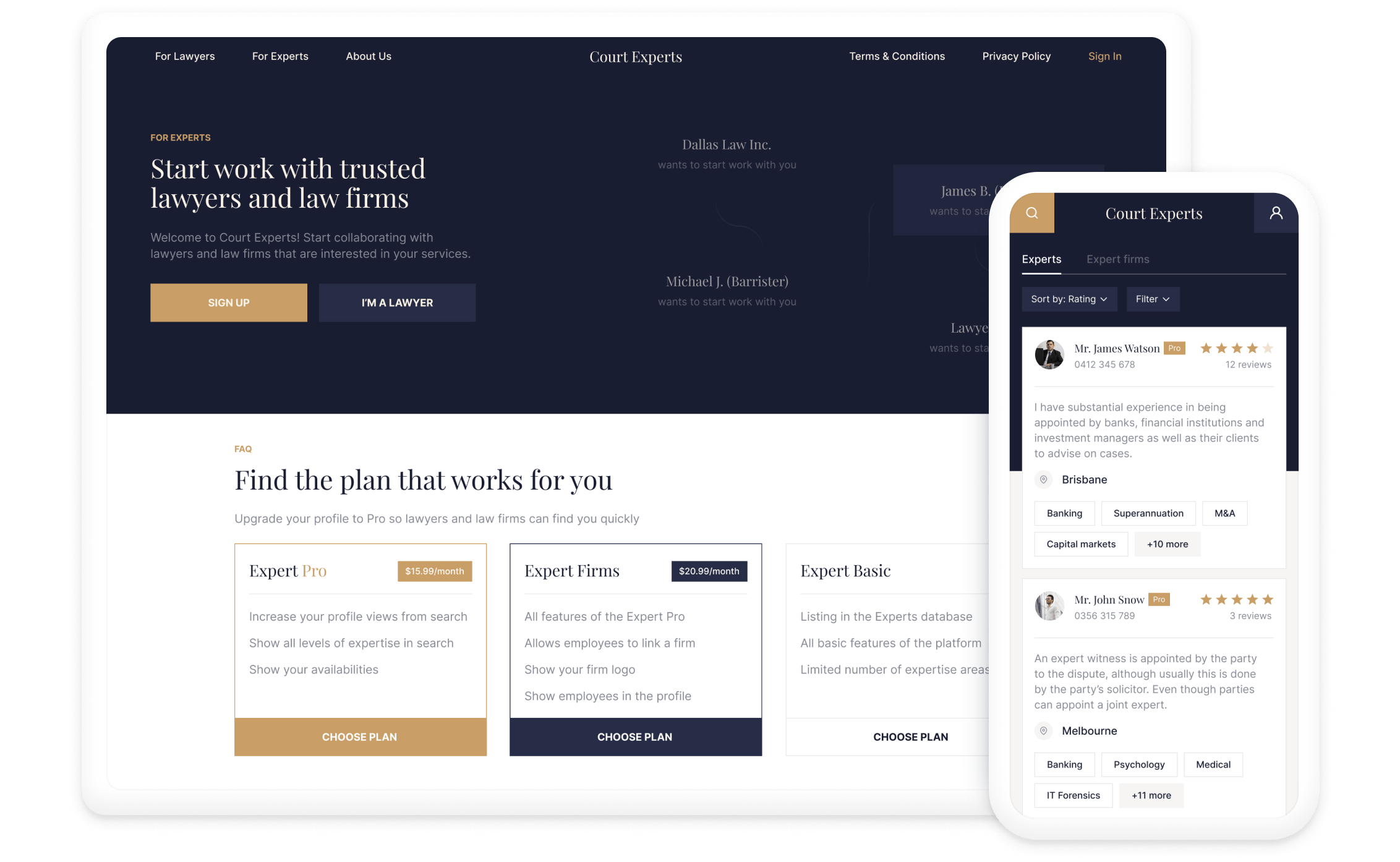 A comprehensive solution for connecting lawyers and witnesses